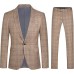  Mens 2 PCS Plaid Suits Slim Formal Suit Checkered Blazer Jacket Pants