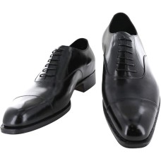 Black Leather Cap Toe Oxford Shoes