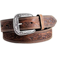 Men Belt Floral Embose Buckle Belt