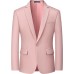 Men's One Button Suit Jacket Elegant Solid Color Blazers Slim Fit Lightweight Sport Coats Blazer