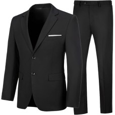 2 Piece Suit Slim Fit Business Wedding Party Tuxedo Dress Suits for Men Jacket and Pants Set