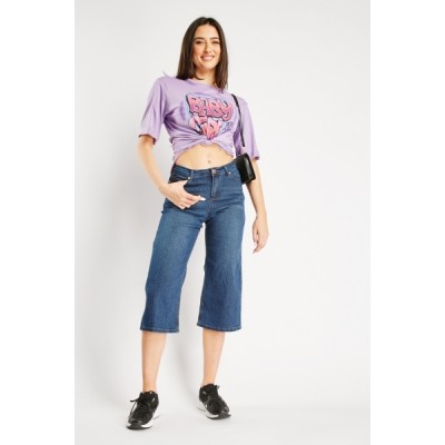 3/4 Length Wide Leg Jeans