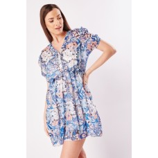 Abstract Print Short Sleeve Mini Dress
