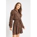 Animal Print Shirt Swing Dress