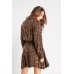 Animal Print Shirt Swing Dress
