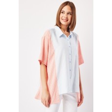 Asymmetric Hem Contrasted Shirt