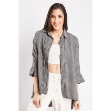 Asymmetric Stripe Contrast Shacket