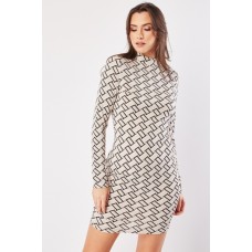 Basket Weave Pattern Mini Dress