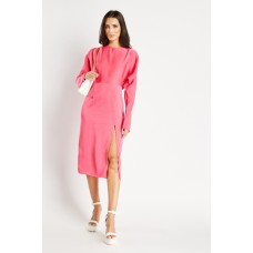 Batwing Sleeve Front Slit Dress