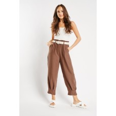 Belted Gathered Waist Trousers