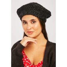 Black Knitted Beret Hat