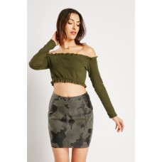 Camouflage Faux Leather Mini Skirt