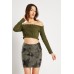 Camouflage Faux Leather Mini Skirt