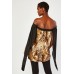 Cape Overlay Sleeve Printed Top