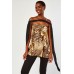 Cape Overlay Sleeve Printed Top