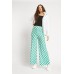 Checkered Flared Leg Elasticated Trousers