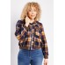 Checkered Ribbed Hem Shacket