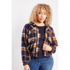 Checkered Ribbed Hem Shacket