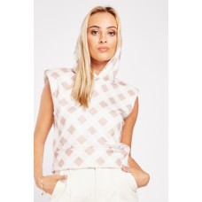 Checkered Sleeveless Hoodie