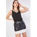Chiffon Hem Faux Leather Skirt