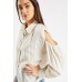 Cold Shoulder Buttoned Top