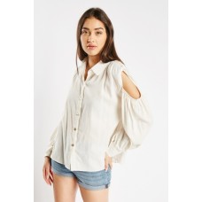 Cold Shoulder Buttoned Top