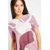 Contrasted Collared Short Sleeve Top