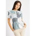 Contrasted Collared Short Sleeve Top