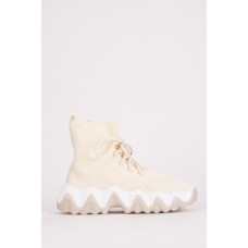 Contrasted Knitted Ankle Boots