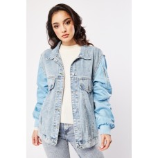 Contrasted Sleeve Denim Jacket