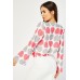 Cowl Neck Heart Print Blouse