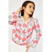 Cowl Neck Heart Print Blouse