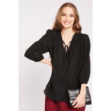 Crinkle Black Blouse