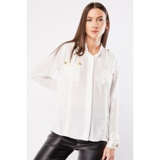 Crochet Insert Front Pockets Shirt