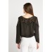 Crochet Insert Tie Up Hem Blouse