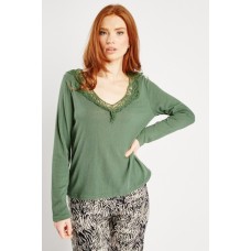 Crochet Neckline Partly Cotton Top