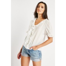 Crochet Ruffle Short Sleeve Top