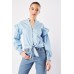 Cropped Tie Up Hem Shirt