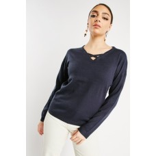 Crossed V-Neck Knit Top
