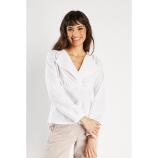 Cut Out Back Collared Blouse