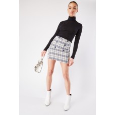 Decorative Buttons Textured Skirt