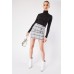 Decorative Buttons Textured Skirt