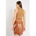 Decorative Poppers Faux Leather Mini Skirt