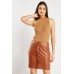 Decorative Poppers Faux Leather Mini Skirt