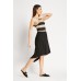 Dip Hem Black Midi Skirt