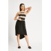 Dip Hem Black Midi Skirt