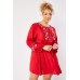 Embroidered Motif Tie Up Mini Dress