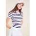 Embroidered Slogan Striped Top