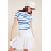 Embroidered Slogan Striped Top