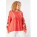 Embroidered Tie Up Neck Top